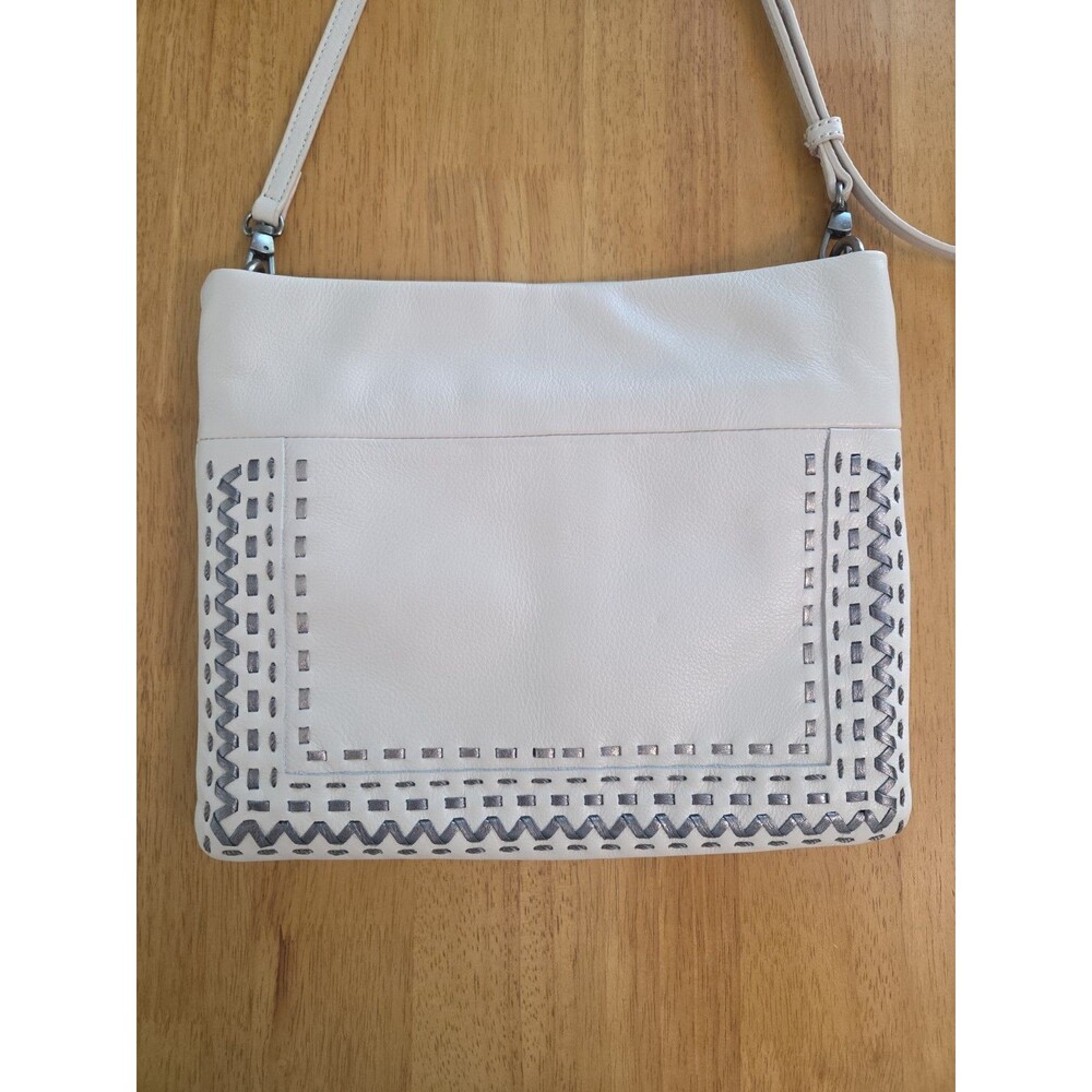 The Sak Collective Tahoe Cross Body Off White Pebbled Leather Hobo Bag Purse